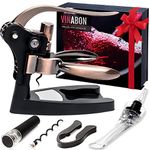 VINABON Wine Opener Set - Premium All-in-One 6pcs Wine Bottle Opener Set with Wine Aerator, Foil Cutter, Stopper, Stand - Manual Lever Corkscrews Wine Opener for Wine Bottles with WineGuide eBook