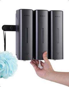 AIKE 3 Chambers Shower Shampoo and Conditioner Dispenser 3 x 11.8 fl.oz. for Bathroom(Dark Silver)