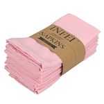 Solid Color Cotton Linen Blended Dinner Cloth Napkins - Set of 12 (40 x 40 cm) - For Events & Home Use (Pink)