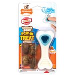 Nylabone Puppy Power Chew Souper Bone Pop-In Treat Toy with Treat Refills, Treat Dispensing Toys for Dogs, Durable Treat Pouch, Chicken Flavor, X-Small/Petite (1 Count)