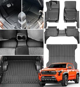 KSGMFED Truck Bed Mat Floor Mats Compatible with Toyota Tacoma 2024 Accessories,5FT Floor Liner Truck Bed Cargo Set All Weather Heavy Duty Pickup Mats Protector Accessories