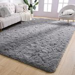 AROGAN Luxury Soft Area Rugs for Bedroom Living Room Plush Shag Rug 4x6 Feet, Grey Fluffy Rug for Kids Girls Playroom Dorm Room, Shag Shag Fuzzy Carpets Plush Rug for Teen Boys Room Nursery Decor