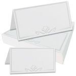 50 Place Cards - Wedding Place Cards for Table, Table Name Setting Cards. White Rectangles, Foldable Tent Card, Birthday Dinner Party, Matte Finish