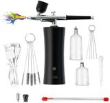 RoseFlower Cordless Airbrush Kit with Compressor, Mini Portable Makeup Airbrush Set, USB Rechargeable Air Brush kit for Nail Art, Makeup, Cake Decoration, Painting, Deep Moisturizing Face Spa#Black