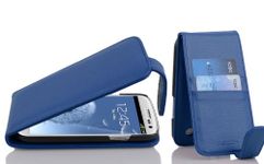 cadorabo Case works with Samsung Galaxy S3 / S3 NEO in NAVY BLUE - Flip Style Case made of Faux Leather with Card Slot - Wallet Etui Cover Pouch PU Leather Flip
