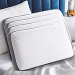 Cushio™ Cooling Gel Memory Foam Pillow | Size 24"x16"x3.5" (Set of 4) Cervical Pillow for Relieving Neck & Shoulder Pain with Free Pillow Cover (White & Grey)