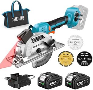 SEESII Brushless Cordless Circular Saw with 2×4.0Ah Batteries & Charger