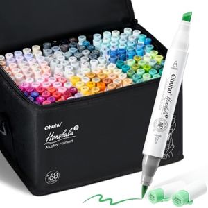 Ohuhu Alcohol Markers 168 Colors Brush& Chisel Honolulu 2 for Cozy Coloring