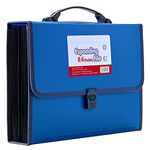 FANWU 26 Pockets Expanding File Accordion Folder with Handle - Letter A4 Paper Size - Expandable Large Plastic File Folder Wallet Monthly Portable Document Organizer with Flap & Buckle (Blue1)