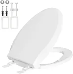 Hygie Rinse Universal Elongated Toilet Seat Replacement Compatible with TOTO/Kohler/Gerber/American Standard/Mansfield, SoftClose Toilet Seat Parts with 2-pack Toilet Bolts and Nuts, Cotton White