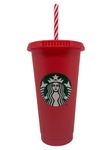 STARBUCKS Christmas Siren Logo Reusable Plastic Red Cold Cup 24 Fl Oz Festive Holidays