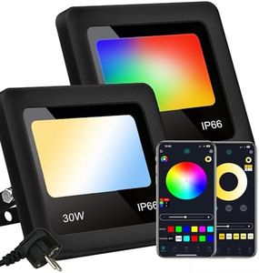 Focos Exterior RGB, 30W Foco LED Proyector con Blanco Sintonizable 2700K a 6500K, Bluetooth LED Luces de Escenario Luces al Aire Libre para Patio, Fiesta, Jardín, Decoraciones de la Fotografía