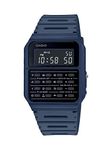 Casio CA53W Vintage Series | Data Bank | 1/100 SEC Stopwatch | Water Resistant | 8 Digit Calculator | Dual Time | Resin Band | Resin Case | Auto Calendar | Daily Alarm | 5 Year Battery, Blue, Small,