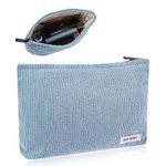 Cosmetic Bags for Women, Makeup Bag Organizer Small Mini Makeup Pouch for Purse Corduroy Makeup Pouch Travel Cosmetic Bag Skin Care Bag with Metal Zipper for Travel Toiletry Girls Gift (Blue)