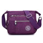 YYW Cross Body Bag Women Multi Pocket Lightly Nylon Messenger Bag Waterproof Shoulder Bag Travel Handbag(Purple)