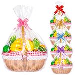 Large Cellophane Hampers Bags With Pull Bows, HCSSZ 10 Pack 20.5 x 27.6 Inches Hamper Basket Gift Bags, Cellophane Wrap bags for Hamper Making Easter Gift Presents Packaging