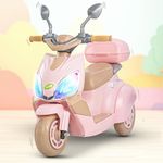 Baybee Trixo Battery Operated Bike for Kids, Ride on Toys Kids Bike Scooty with Light & Music, Baby Rechargeable Battery Bike, Electric Bike for Kids to Drive 1 to 4 Years (Pink)