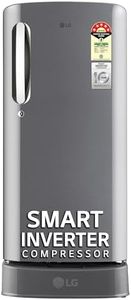 LG 185 L, 5 Star, Smart Inverter Compressor, Direct-Cool Single Door Refrigerator (GL-D201APZU.BPZZEBN, Shiny Steel, Base stand with drawer & Fast Ice Making)