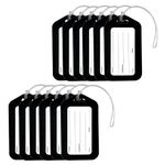 Storite Pack of 12 Luggage Tags, Smart Tags for Travel suitcases, School Bags for Easily Identification of Bags (Black)