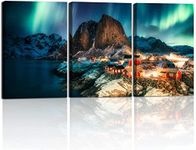 AIYISU 3 Pieces Aurora Scenery Canvas Wall Art for Living Room Bedroom Pictures Farmhouse Nature Northern Light Landscape Paintings Modern Mountain Artwork Framed Home Office Decor 60x40cm, 16x24in