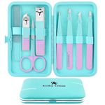 8Pcs Precision Tweezers Set for Facial Hair Women (Violet/Cyan)