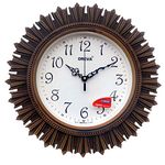 Oreva Aq 6197 Plastic Wooden Look Designer Wall Clock (32.5 X 32.5 X 4.8 Cm), Brown - Analog