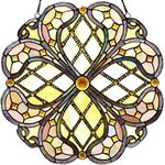 Bieye W10075 Baroque Tiffany Style Stained Glass Window Panel for Decorating, 16-inches Wide Round Shape