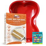 Puppy Cake Mix Dog Birthday Cake Kit in 5 Flavors, with Bone Silicone Pan and Candles (Pumpkin)