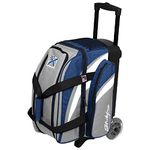 KR Strikeforce Cruiser Double Roller Bowling Bag - With Deluxe 4.5" Smooth Kruze urethane wheels for an ultra smooth quiet ride (Grey/Navy)