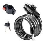 GRIFEMA 120cm Bike Lock With 2 Keys, High Security Cable Chain for E-Bike, Scooter, Skateboard, Gate, Door, Fence GA1204-12, Black