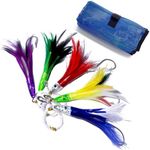 Set of 5 Colors Trolling Lures Saltwater Fishing Lures for Tuna Marlin Mahi Dolphin Durado Wahoo with Fully Rigged and Hooks Jet Head Feather Lures