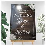 Rustic Wedding Poster Sign Size 24x18, 36x24 and 48x36, Wooden Reception Welcome Signs, Wedding Hallway Decorations, Floral Rustic Wedding Signs, Gifts Ideas for Couples, Handmade Party Supply Poster