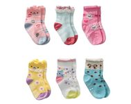 Trendy Dukaan Baby Girl's Cotton Anti Slip Grip Regular Socks, Pack Of 6 Pairs (Colours And Design May Vary; 12-18 Months), Multicolor