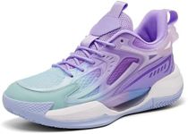 Women's Men's Basketball Shoes Breathable Comfortable Leightweight Fashion Non Slip Sport Outdoor Sneakers for Woman Man Purple Size 6.5