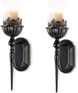 WOPARTY Wall Sconce Candle Holder Set, Gold Crown and Scepter Design, Iron Metal, 14.17x3.94x6.7 Inches, Wall-Mount, Modern Style, 2-Piece Set for Living Room, Bathroom, Dining Room