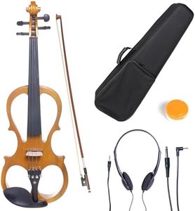 Cecilio 4/4CEVN-1Y Solid Wood Yellow Maple Metallic Electric/Silent Violin with Ebony Fittings in Style 1 (Full Size)