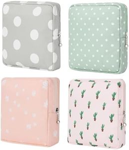 VALAMJI Portable Fashion Nursing Sanitary Napkin Pouch Pad Holder Mini Zipper Travel Cosmetic Case Makeup Jewellery Storage Bag for Girl and Women (4PCS)