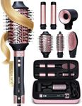 ELLA BELLA® 6 in 1 Professional Hot Air Styler Dual Voltage • Powerful Hair Dryer & Straightener Set • Styling Without Heat Damage • Fast Drying Curling Volumizing Straightening • with Travel Case