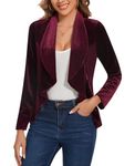 LADI TREND Retro Vintage Velvet Blazer Ruffle Jackets Long Sleeves Business Wedding Guest Night Casual Outerwear Top Evening Parties (Wine Red XL)