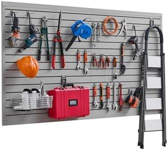 VEVOR Slat Wall Paneling, 8 x 4 ft, PVC Garage Slatwall without Accessories, Grey Slat Wall Easy-to-Install Adjustable Slatwall Panel with Coupling Structure & DIY Cutting, Fits for Storage & Display