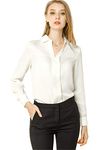 Allegra K Women's Office Elegant V Neck Blouse Long Sleeve Work Shirt White M-12