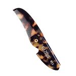 ZEUS Folding Mustache Comb, Handmade Saw-Cut Best Moustache Pocket Comb (Tortoiseshell) - K12