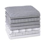 HOULIFE Handkerchief Mens Cotton, 7PCS Handkerchiefs for Men 100% Soft Cotton Plaid Hankies Assorted Color Gift for Men, Black & Grey-7pcs, 15.7x15.7"/40x40cm