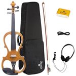 Cecilio CEVN-1Y Ebony Fitted Silent Electric Violin, Style 1, Metallic Yellow, Size 4/4 (Full Size)
