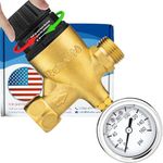 Renator RV Water Pressure Regulator for RV Camper. Brass Lead-Free Adjustable RV Water Pressure Regulator with Gauge. RV Water Regulator for Camper Travel Trailer, Reducer Valve W Filter. M44-0660R.