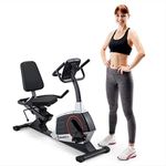 Marcy Regenerating Recumbent Exercise Bike with Adjustable Seat, Pulse Monitor and Transport Wheels ME-706