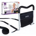 MGrip Adjustable Contoured Bed Rail with Multiple Gripping Positions, Black/White