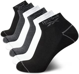 Reebok Men?s Athletic Socks ? Cushion Quarter Cut Ankle Socks (6 Pack), Size 6-12.5, White/Grey/Black