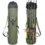 Fishing Rod Bag Pole Holder Fishing Rod Reel Case Waterproof Fishing Pole Storage Bag Backpack Carry Case Carrier Travel Bag Tackle Gear Organizer Fishing Gift (Green)