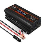 IpowerBingo 1000W/2000W Power Inverter Dual AC Outlets and Dual USB Charging Ports DC 12V to 110V AC Car Converter with Digital Display